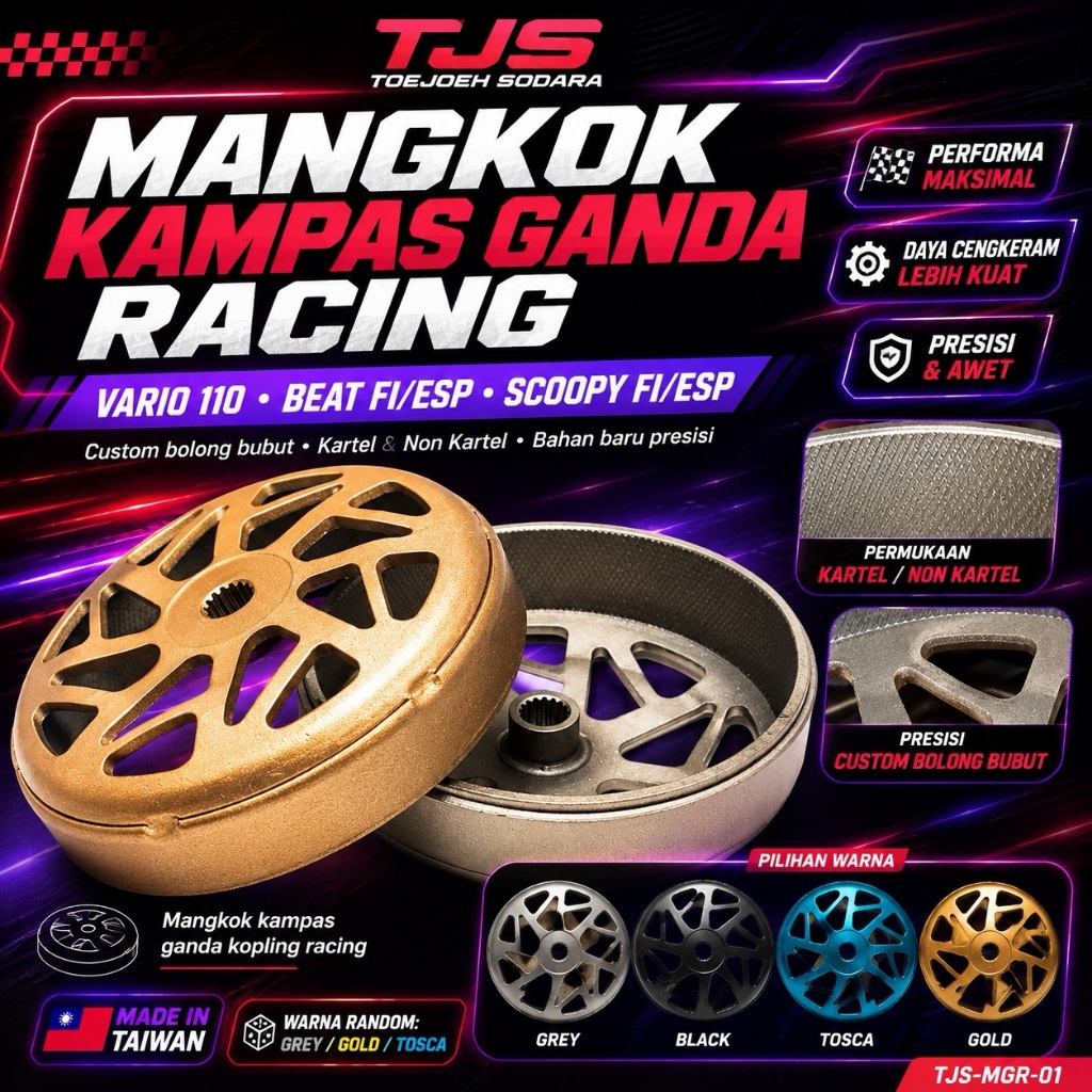 MANGKOK KAMPAS GANDA CUSTOM BOLONG BUBUT RACING VARIO 110 BEAT FI/ESP SCOOPY F1/ESP KARTEL NON CARTEL BAHAN BARU PERSISI · gambar 1