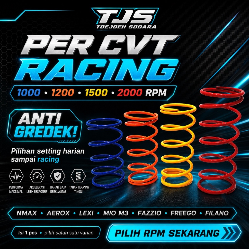 PER CVT RACING MATIC 1000, 1200, 1500, 2000 RPM (ANTI GREDEK!) NMAX FREGO FAZIO FILANO M3 AEROX LEXY · gambar 1