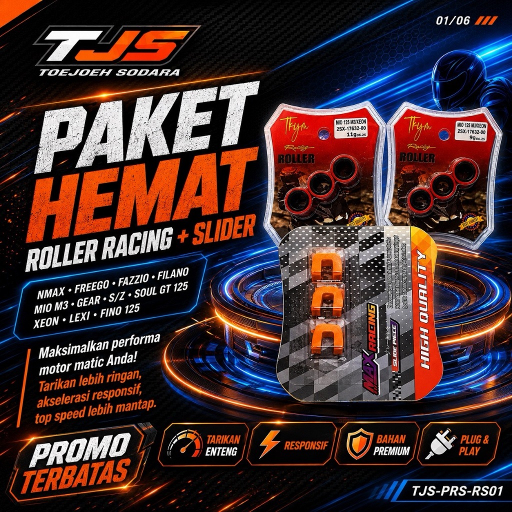 PAKET ROLLER RACING + SLIDER NMAX FREEGO FAZIO FILANO MIO M3 GEAR S Z SOUL GT 125 XEON LEXY FINO 125 · gambar 1