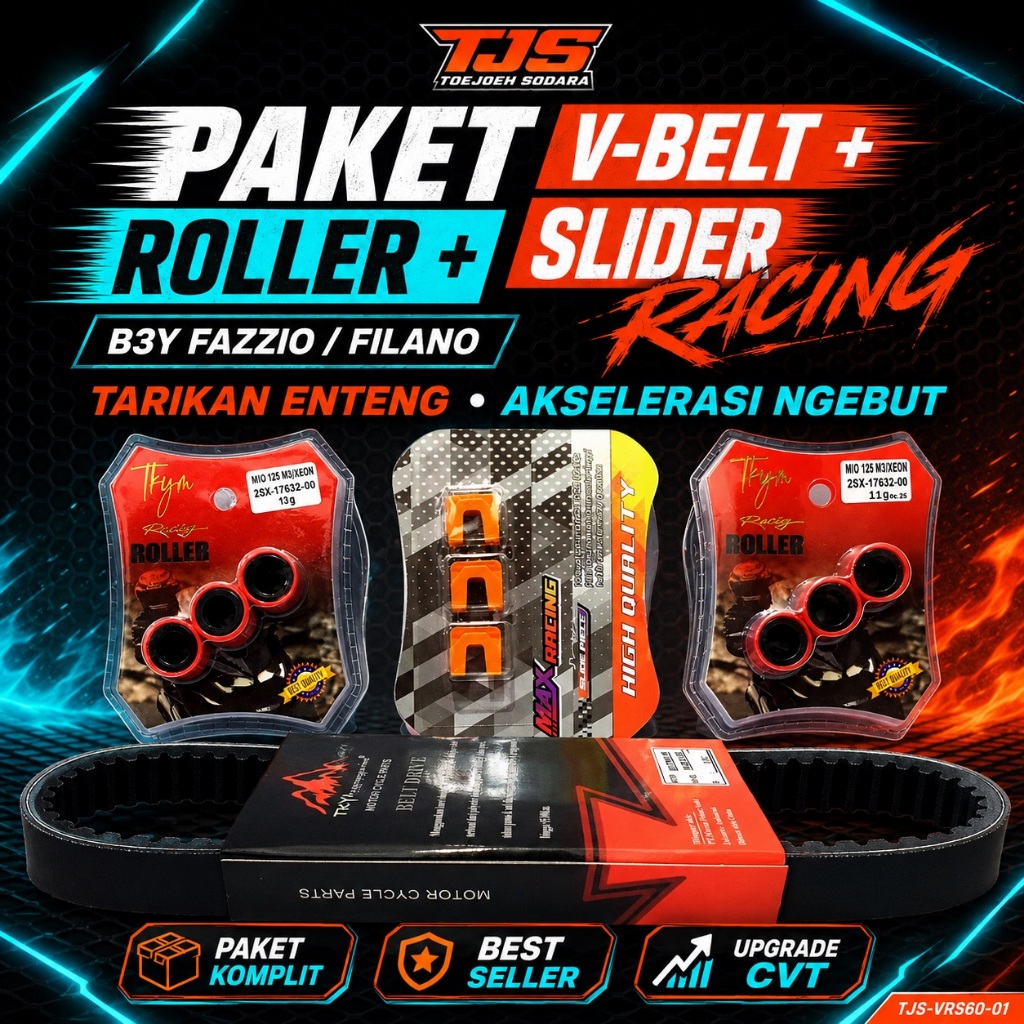 PAKET RACING MATIC - ROLLER + VANBELT + SLIDER B3Y FAZZIO FILANO | TARIKAN ENTENG, AKSELERASI NGEBUT · gambar 1