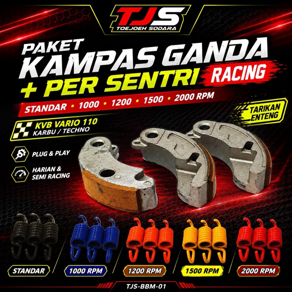 PAKET KAMPAS GANDA + PER SENTRI RACING 1000-2000RPM KVB VARIO 110 KARBU TECHNO TARIKAN ENTENG · gambar 1