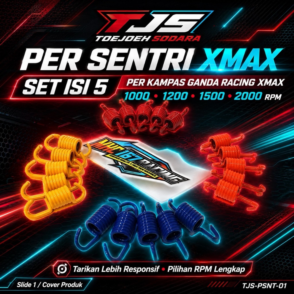 PER SENTRI XMAX SET ISI 5 PER KAMPAS GANDA RACING XMAX 1000 1500 2000RPM · gambar 1