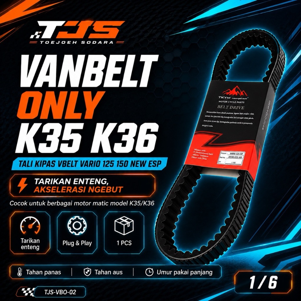 VANBELT ONLY TALI KIPAS VBELT K35 K36 VARIO 125 150 NEW ESP TARIKAN ENTENG, AKSELERASI NGEBUT · gambar 1