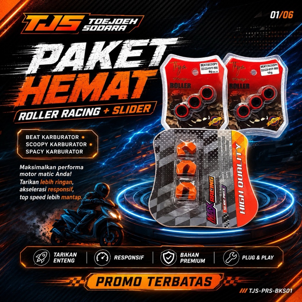 PAKET ROLLER RACING + SLIDER BEAT KARBU SCOPY SPACY KARBURATOR · gambar 1