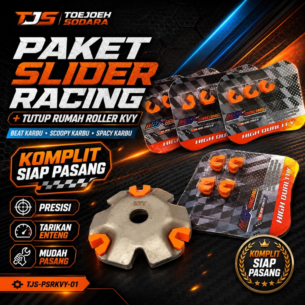 PAKET SLIDER RACING & TUTUP RUMAH ROLLER BEAT KARBU SCOOPY SPACY KARBU - KOMPLIT & SIAP PASANG KVY · gambar 1