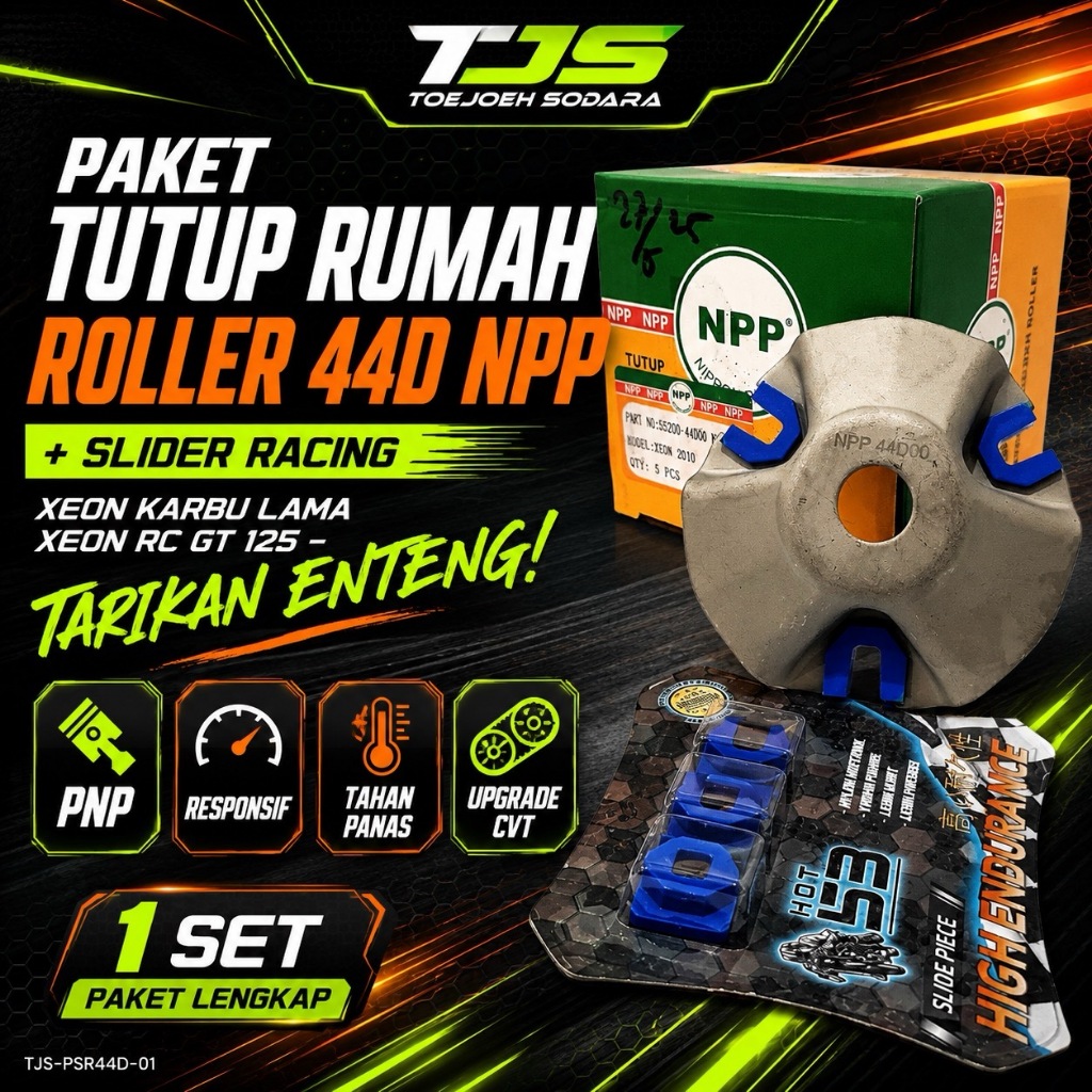 PAKET TUTUP RUMAH ROLLER 44D NPP + SLIDER RACING XEON KARBU LAMA XEON RC GT 125 – TARIKAN ENTENG! · gambar 1