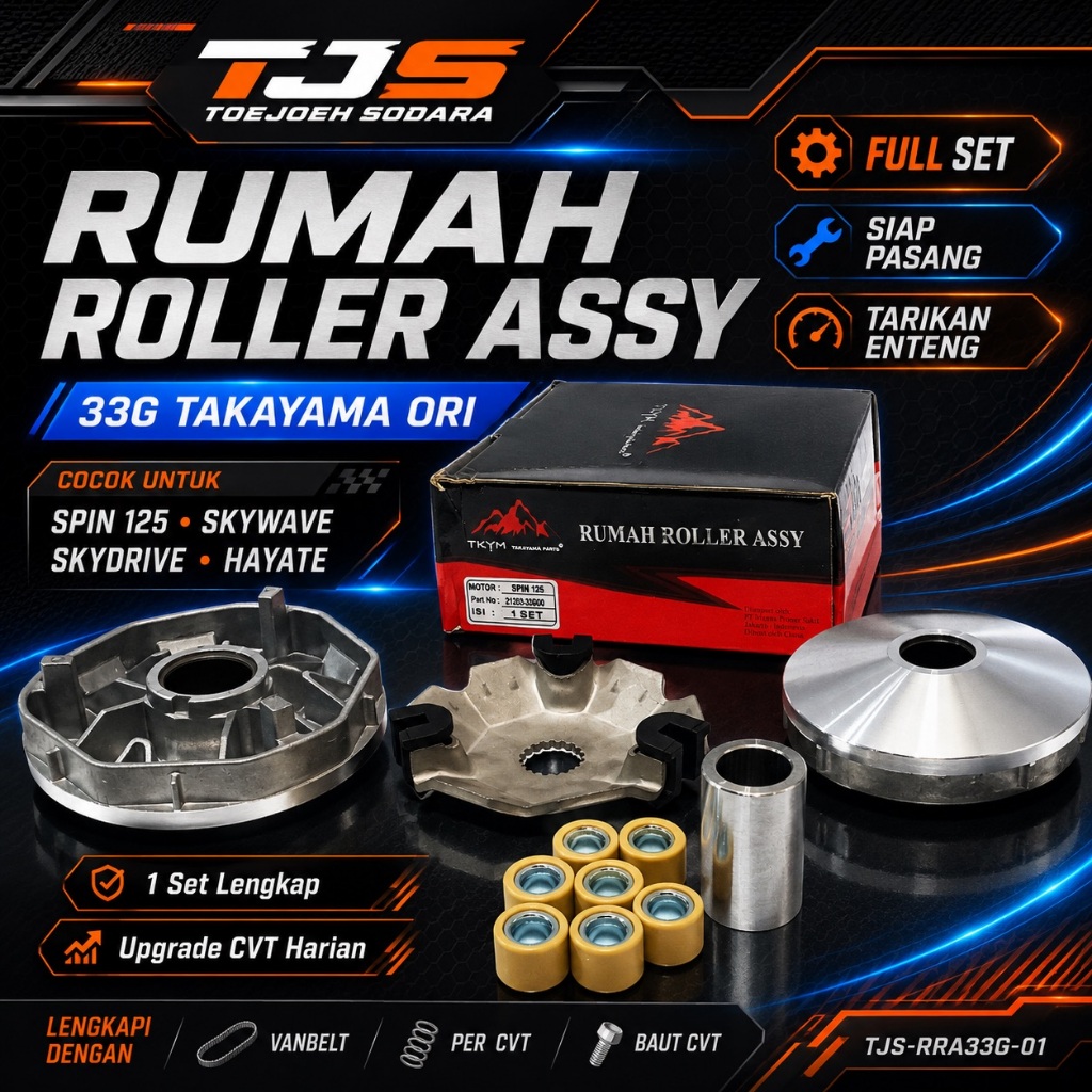 PAKET RUMAH ROLLER ASSY 33G TAKAYAMA ORI SET LENGKAP SPIN 125 SKYWAVE SKYDRIVE HAYATE · gambar 1