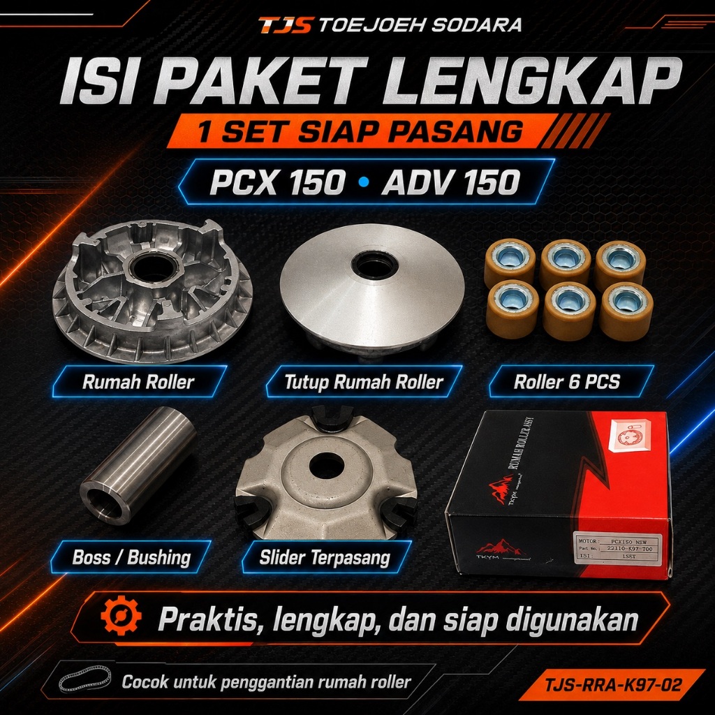 PAKET RUMAH ROLLER ASSY K97 TAKAYAMA ORI PCX 150 ADV 150 FULL SET SIAP PASANG · gambar 1