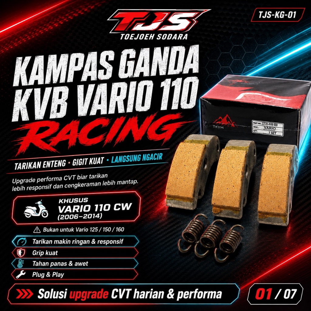 KAMPAS GANDA KVB VARIO 110 RACING – TARIKAN ENTENG, GIGIT KUAT, LANGSUNG NGACIR · gambar 1