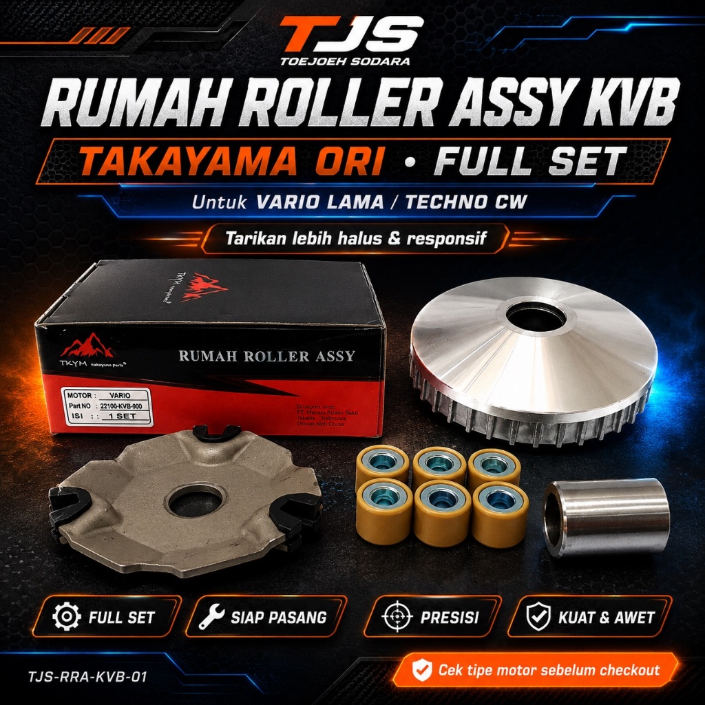 PAKET RUMAH ROLLER ASSY KVB TAKAYAMA ORI VARIO LAMA TECHNO CW FULL SET SIAP GAS · gambar 1
