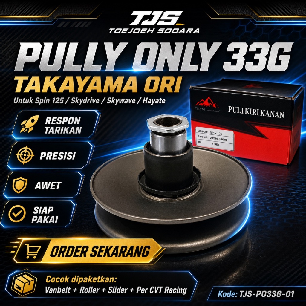 PULLY ONLY 33G TAKAYAMA ORI UNTUK SPIN 125 SKYWAVE HAYATE SKYDRIVE PERFORMA NAIK · gambar 1