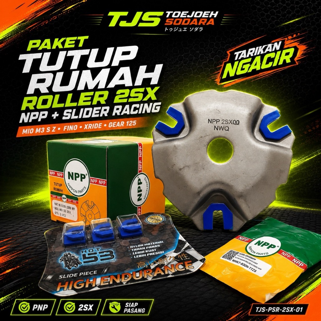 PAKET TUTUP RUMAH ROLLER 2SX NPP + SLIDER RACING MIO M3 S Z FINO XRIDE GEAR 125 TARIKAN NGACIR · gambar 1