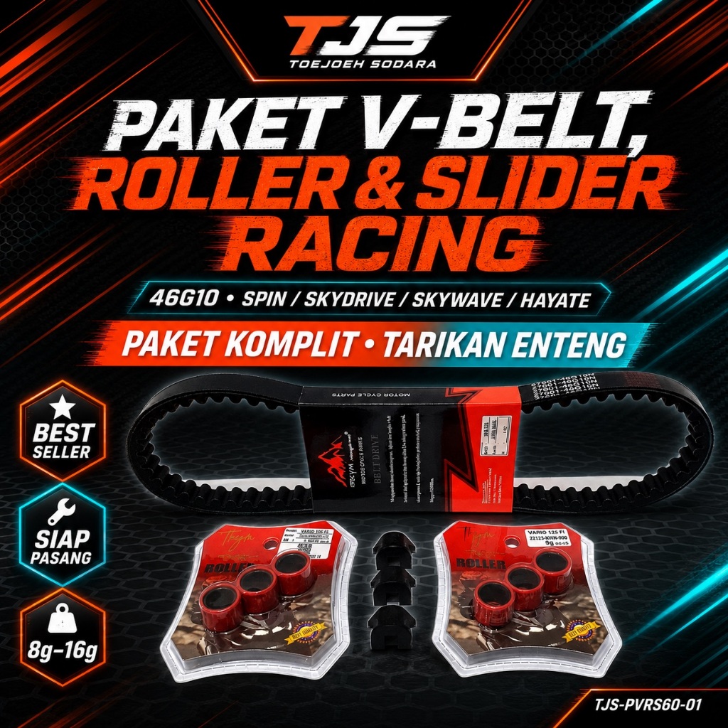 PAKET RACING 46G10 VANBELT + ROLLER + SLIDER SPIN SKYDRIVE SKYWAVE HAYATE · gambar 1