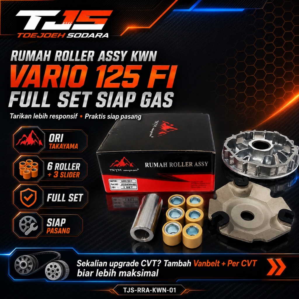 PAKET RUMAH ROLLER ASSY KWN TAKAYAMA ORI VARIO 125 FI FULL SET SIAP GAS · gambar 1