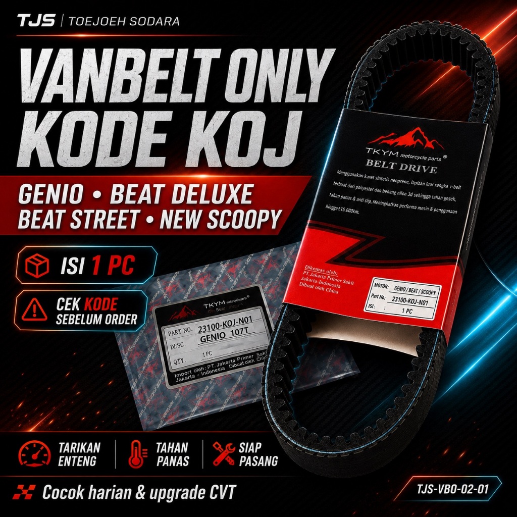 VANBELT ONLY KOJ VBELT TALI KIPAS GENIO BEAT DELUXE STREET NEW SCOOPY NEW AKSELERASI NGEBUT · gambar 1