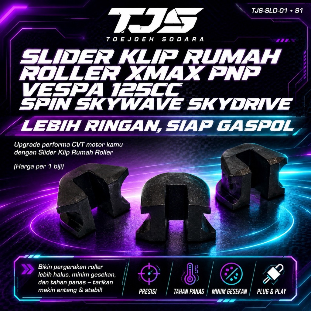 SLIDER KLIP RUMAH ROLLER XMAX PNP VESPA 125CC SPIN SKYWAVE SKYDRIVE – LEBIH RINGAN, SIAP GASPOL · gambar 1