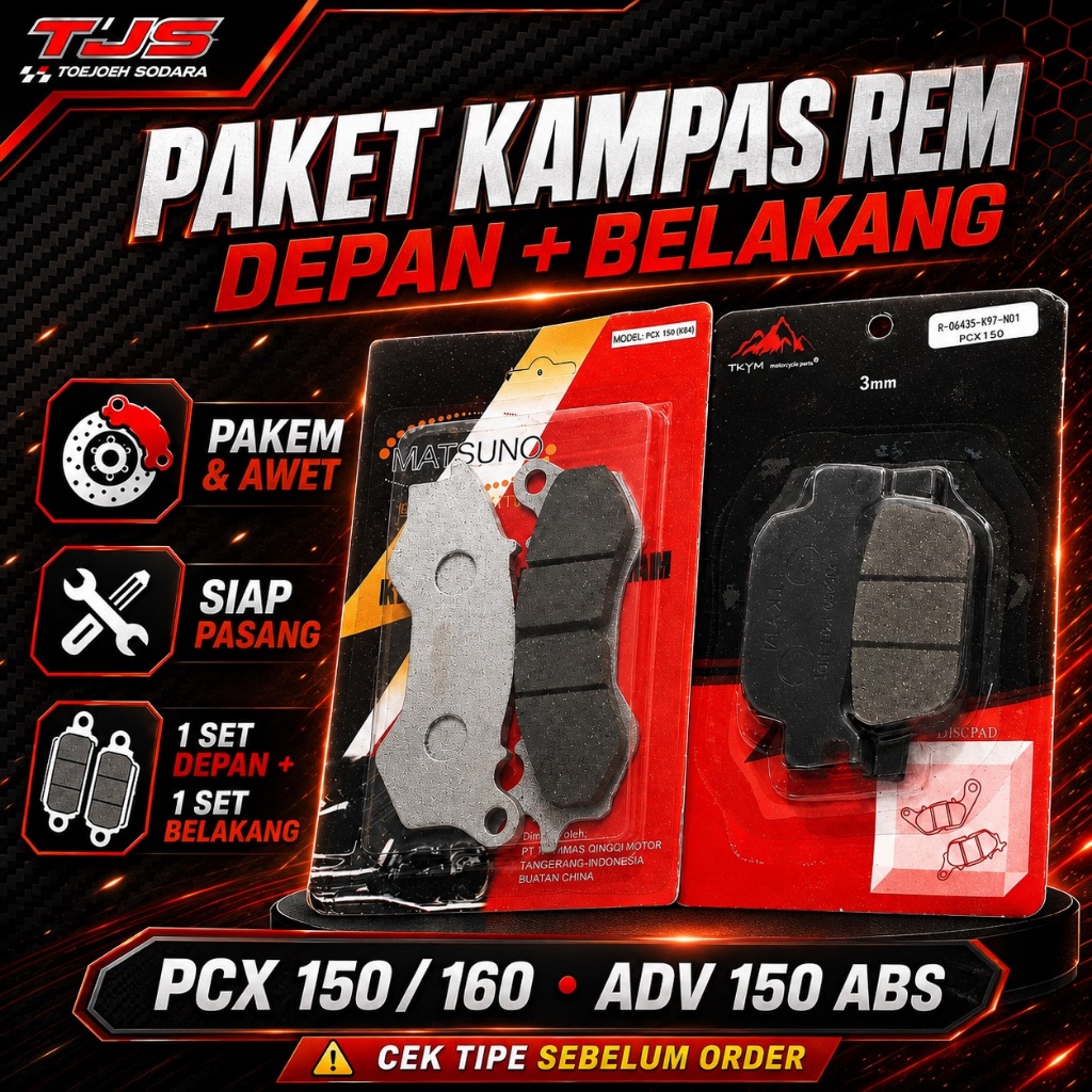 PAKET KAMPAS REM DEPAN BELAKANG PCX 150 160 ADV 150 ABS – PAKEM & AWET RACING STYLE · gambar 1