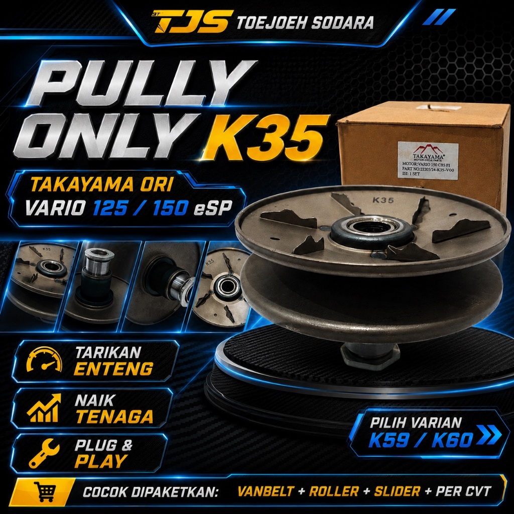 PULLY ONLY K35 TAKAYAMA ORI VARIO 125 150 ESP TARIKAN ENTENG NAIK TENAGA · gambar 1